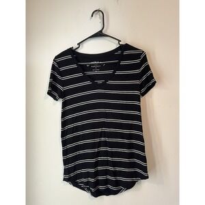 Aero Seriously Soft Perfect V T Shirt Short Sleeve Striped‎ Size XS Relaxed Fit